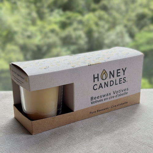 Pack of 3 Natural Votives with a Glass Cup