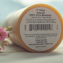 Load image into Gallery viewer, 100% Pure Beeswax Pillar Candle from Canada 7x3
