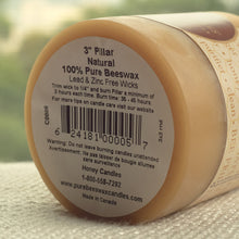 Load image into Gallery viewer, 100% Pure Beeswax Pillar Candle from Canada 3x3
