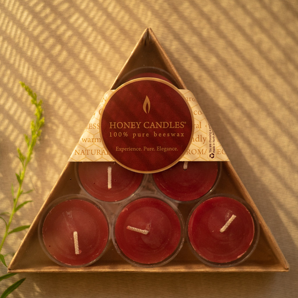 100% Natural Beeswax Burgundy Tealight Candles 