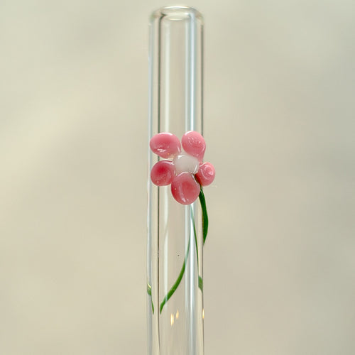 Floral Glass Drinking Straw